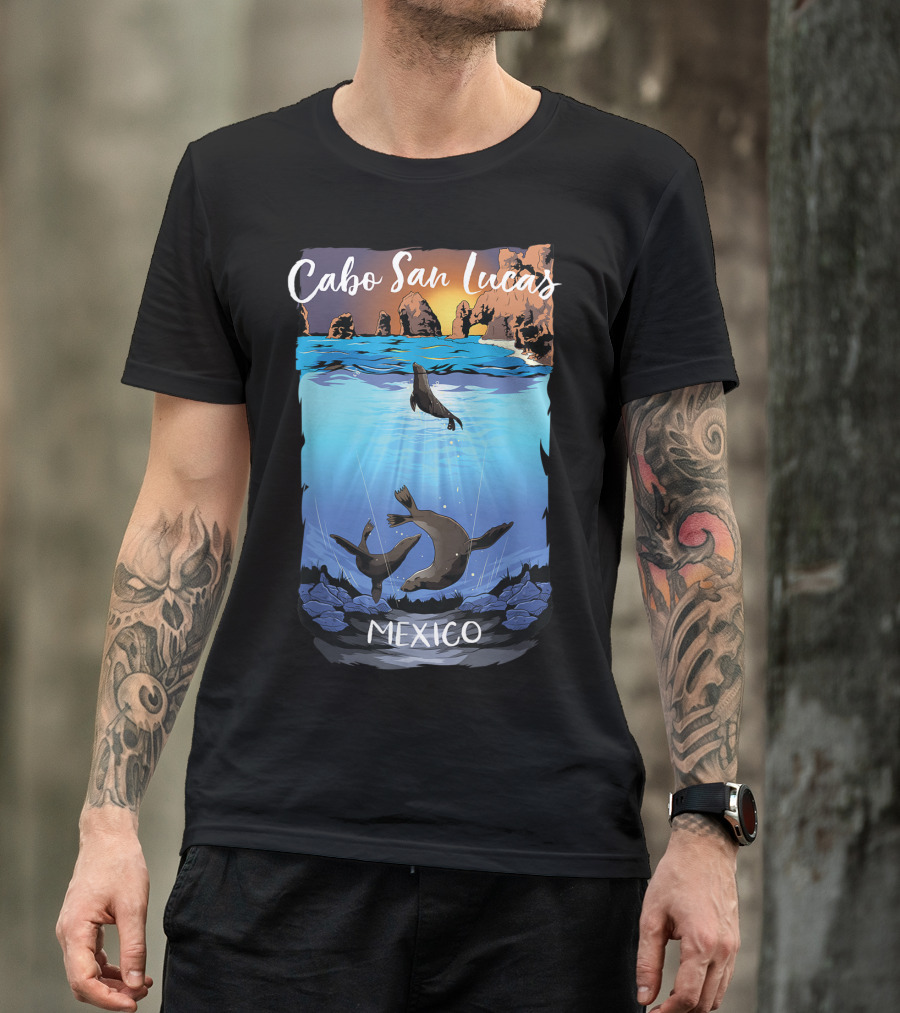 Cabo San Lucas Mexico Seals Ocean Rocks T-Shirt
