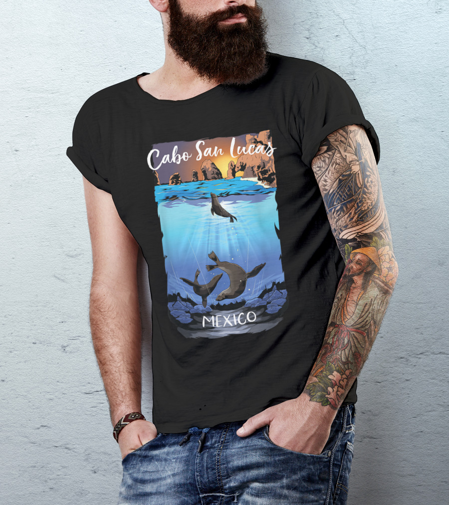 Cabo San Lucas Mexico Seals Ocean Rocks T-Shirt