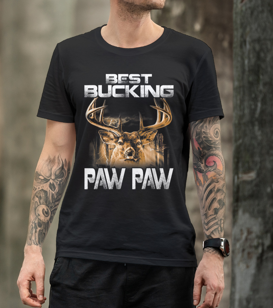 Best Bucking Paw Paw Funny Hunting Father's Deer Head Antlers T-Shirt