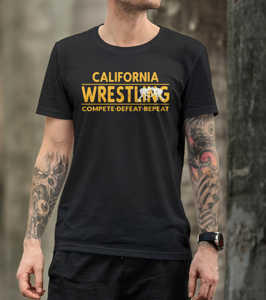 California Wrestling Compete Defeat Repeat Wrestling T-Shirt