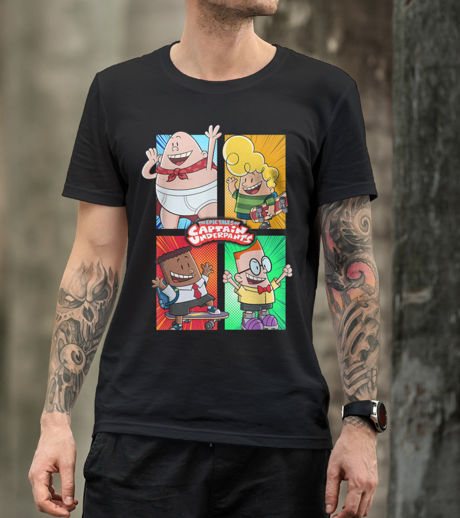 The Epic Tales Of Captain Underpants Cartoon Characters Quartet T-Shirt