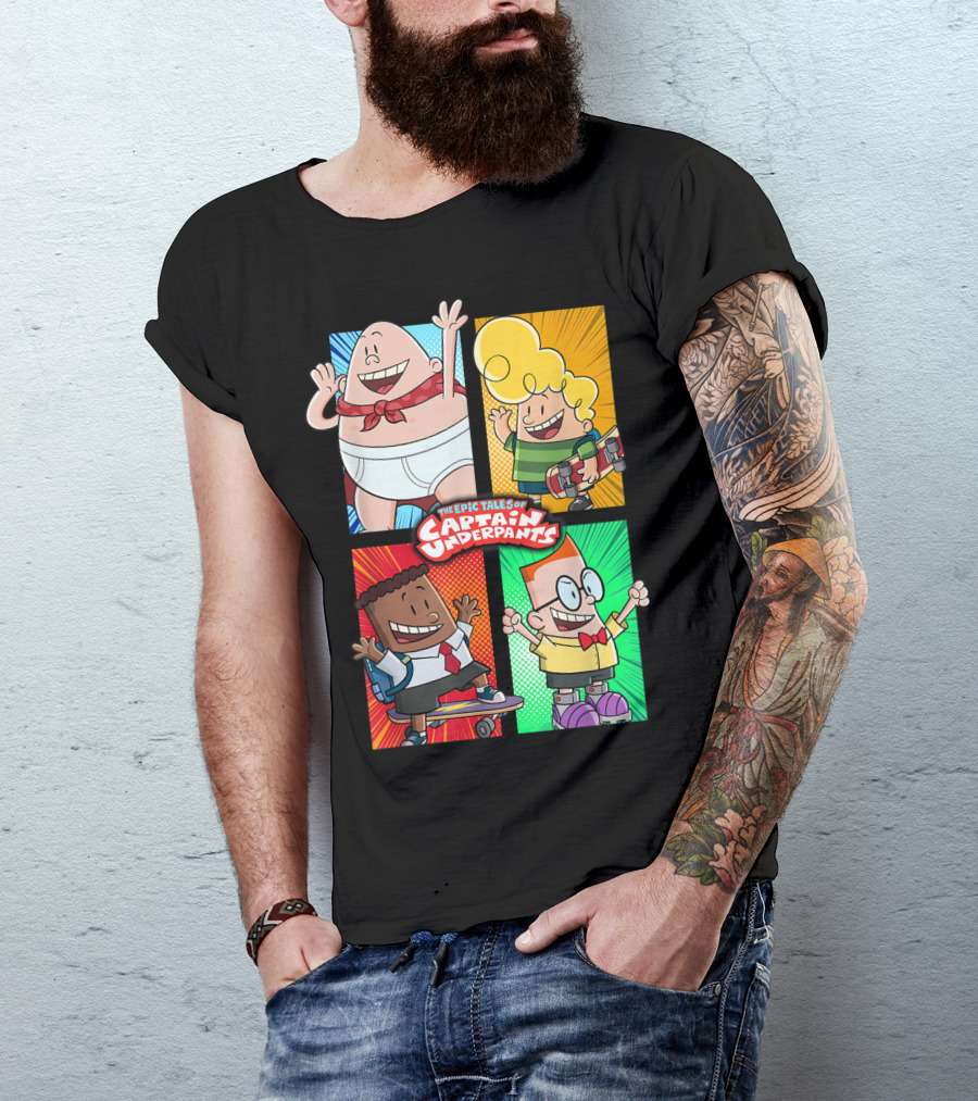 The Epic Tales Of Captain Underpants Cartoon Characters Quartet T-Shirt