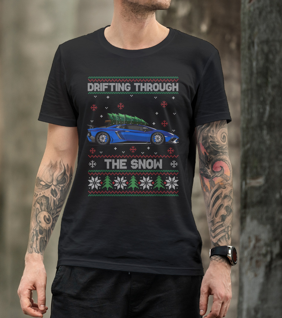 Drifting Through The Snow Christmas Tree On Tuning Car T-Shirt