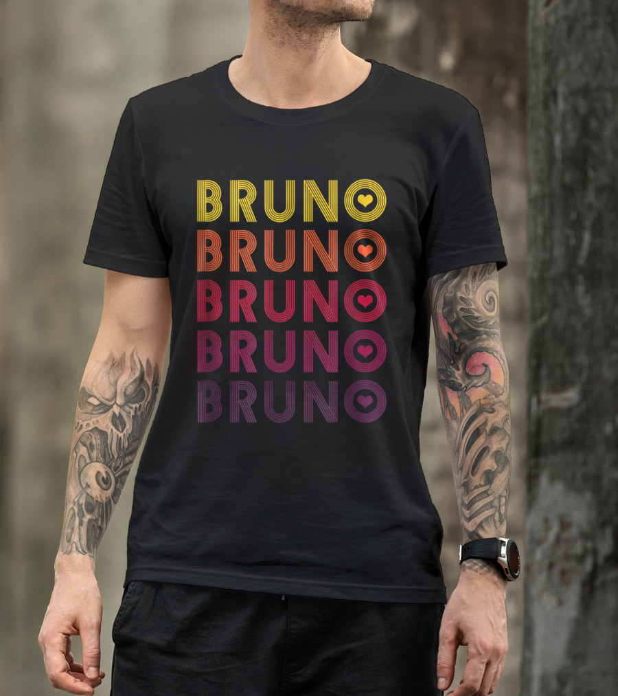 Bruno Lover Heart Gradient Retro T-Shirt