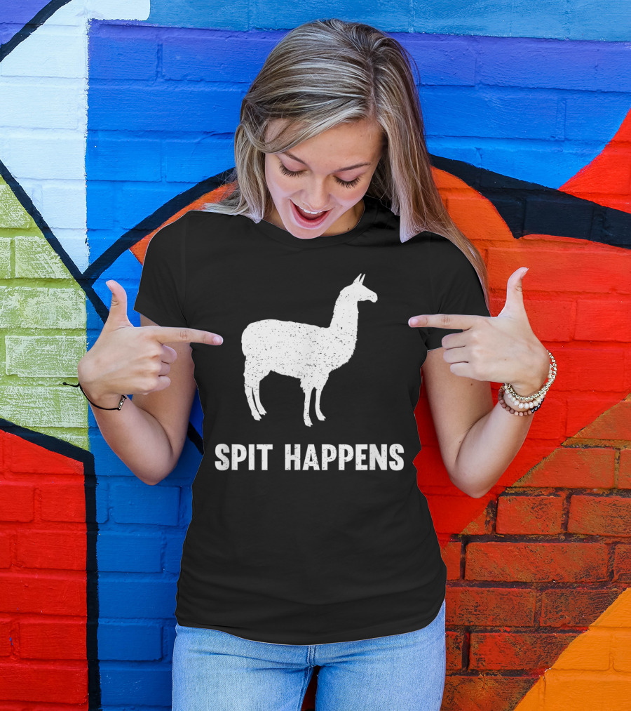 Spit Happens Distressed Llama T-Shirt