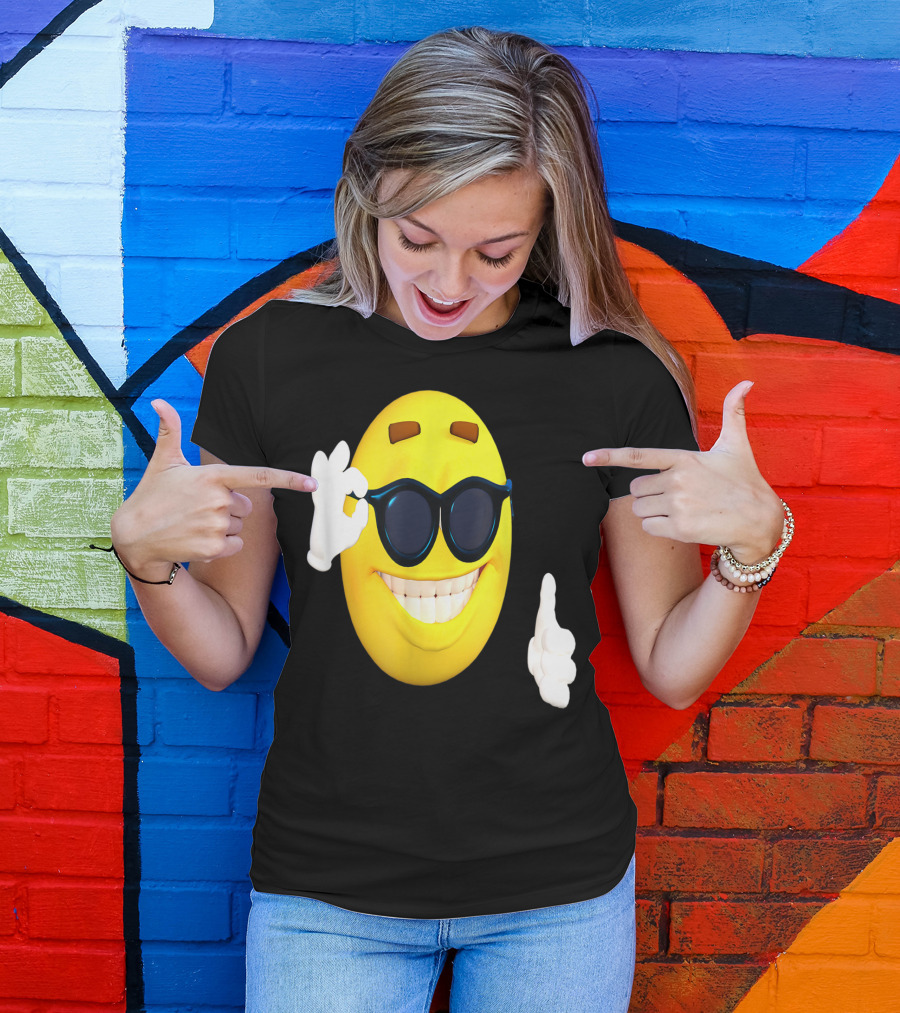Emoji Thumbs Up Shades Happy Face Yellow Okay Sign T-Shirt