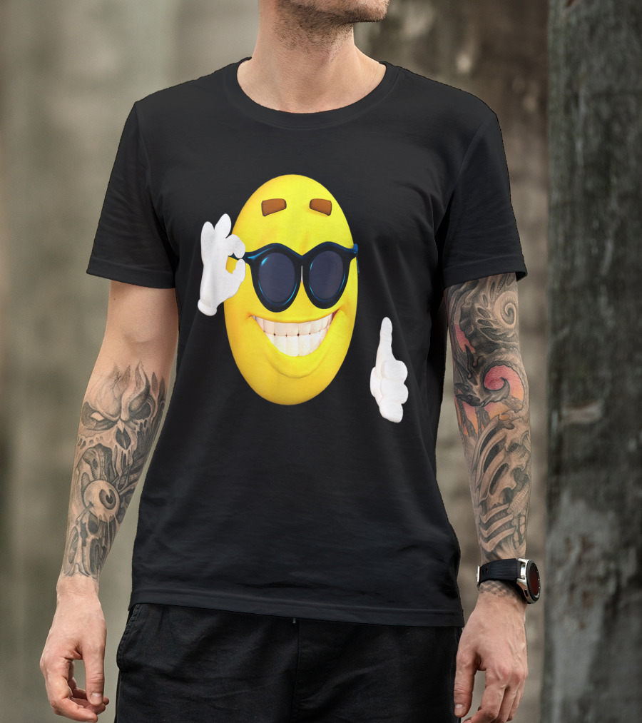 Emoji Thumbs Up Shades Happy Face Yellow Okay Sign T-Shirt