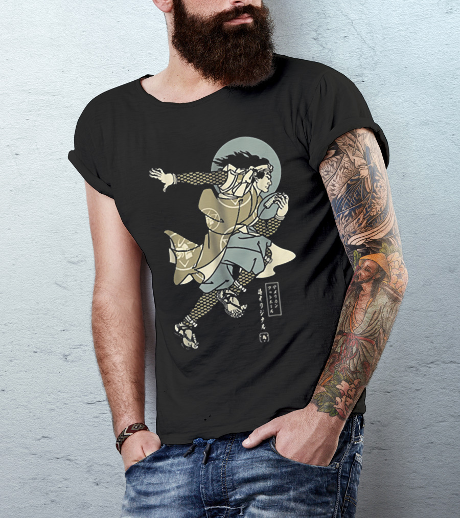 Funny American Football Samurai Running With Ball Japan T-Shirt
