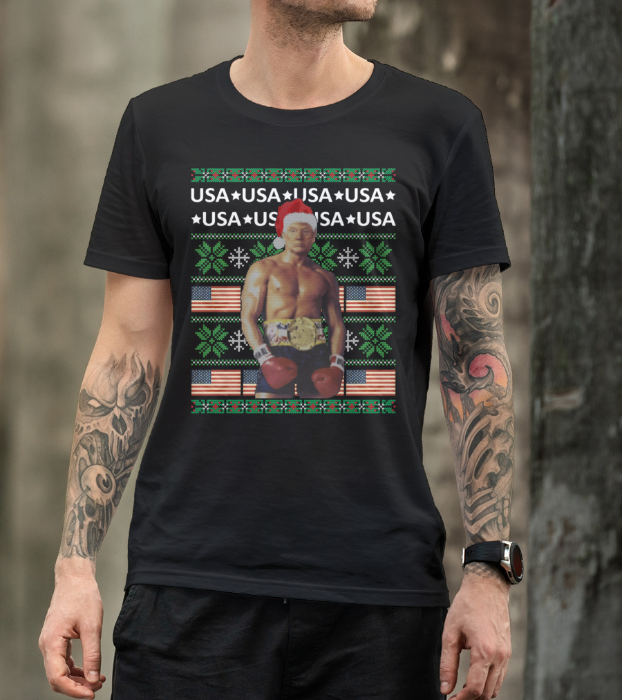 USA Boxing Champion Christmas Santa T-Shirt