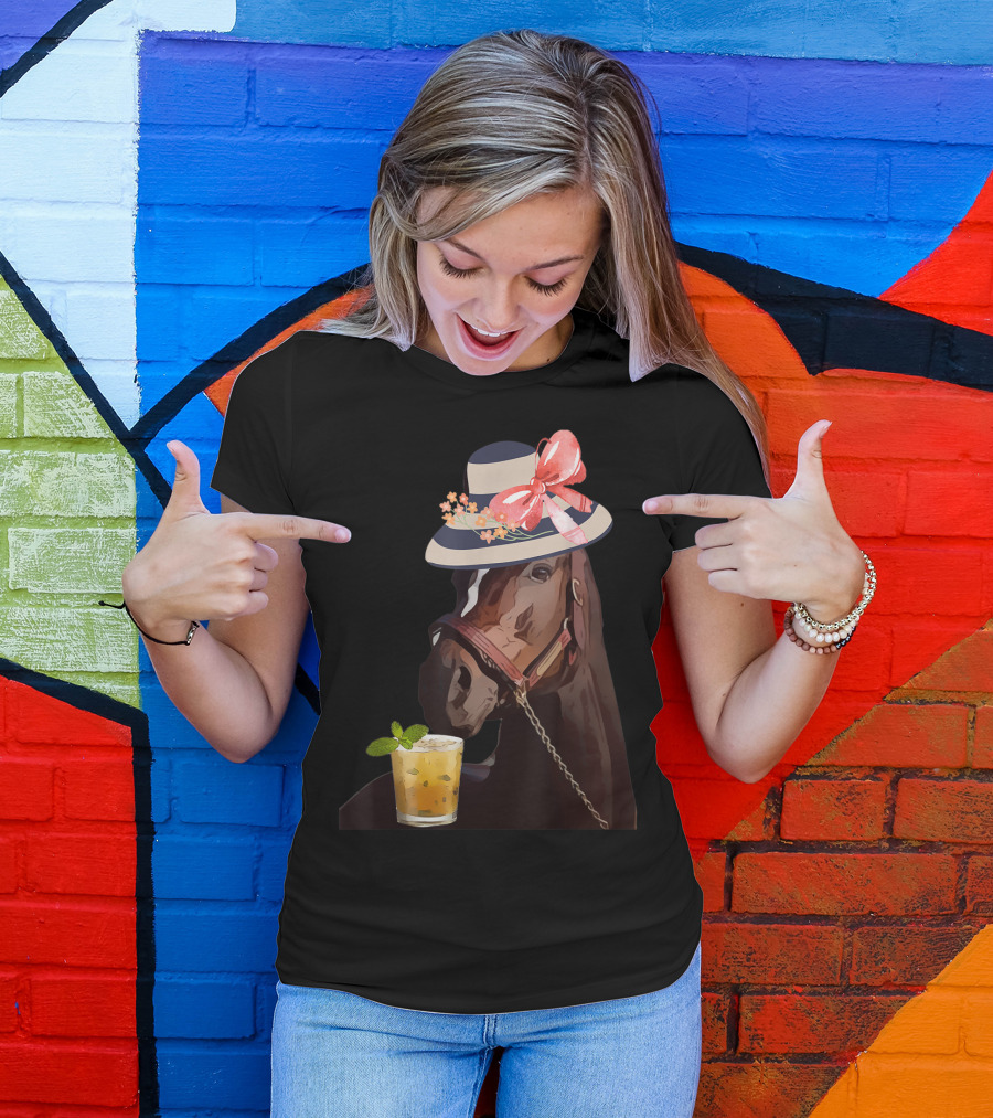 Dapper Horse With Hat And Mint Julep At Funny Derby Party T-Shirt