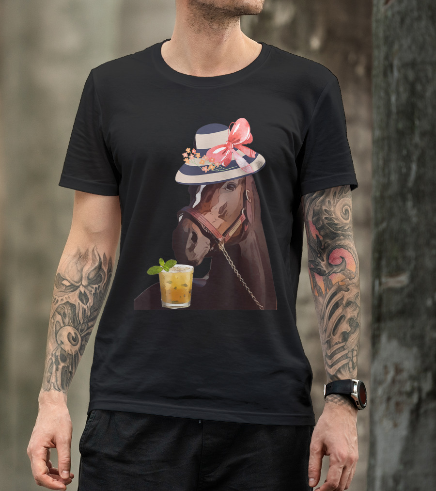 Dapper Horse With Hat And Mint Julep At Funny Derby Party T-Shirt