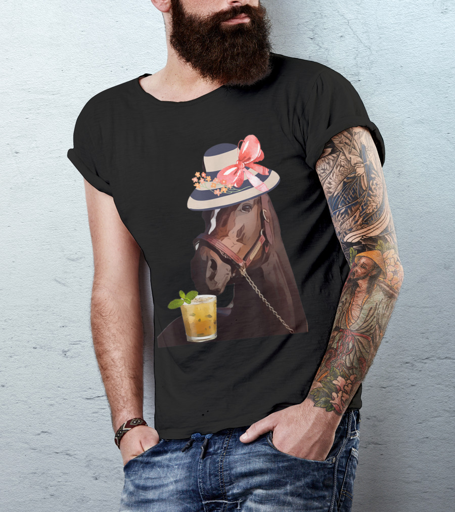 Dapper Horse With Hat And Mint Julep At Funny Derby Party T-Shirt