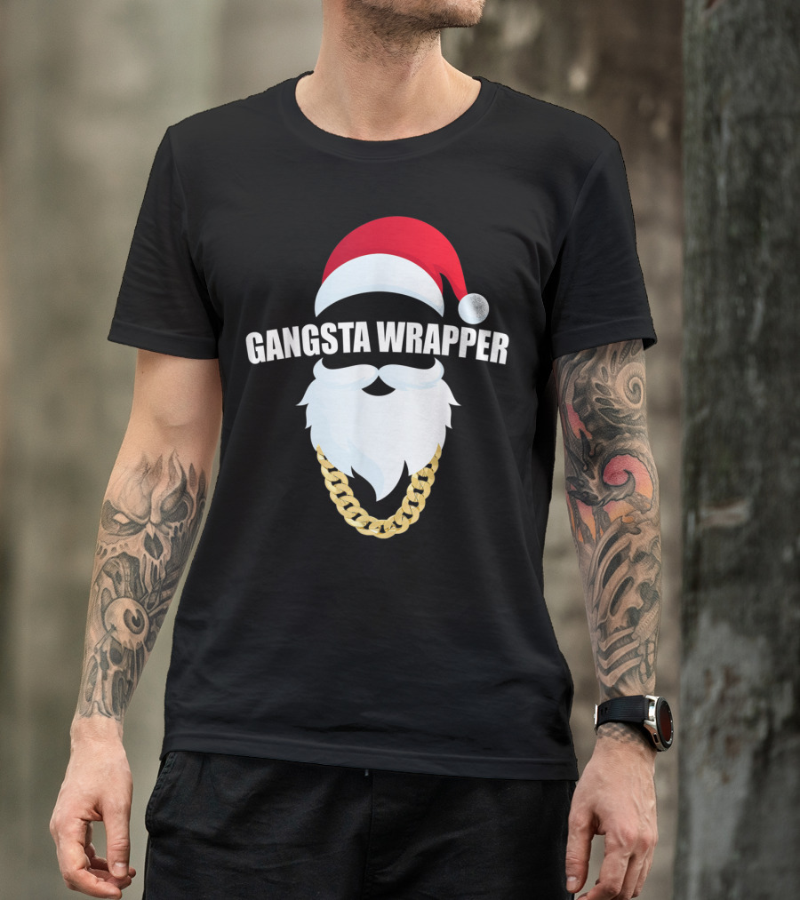 Gangsta Wrapper Santa Hat Beard Chain T-Shirt