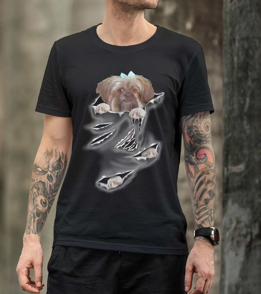 Glen Mcdaniel Torn Pocket Dog Scratch Peeking Pup T-Shirt
