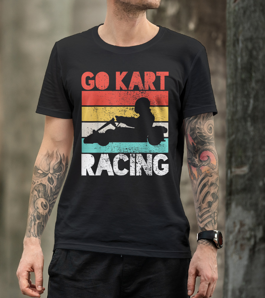 GO KART RACING Retro Stripes T-Shirt