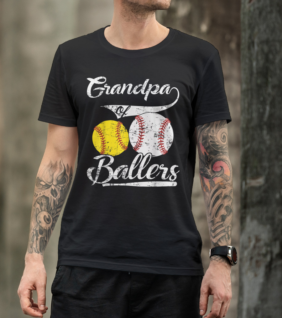 Grandpa Of Ballers Baseball Softball T-Shirt
