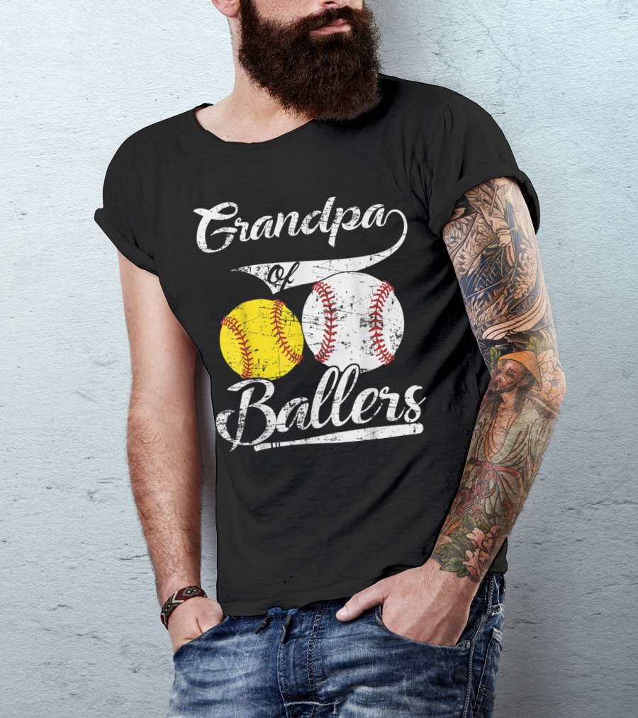 Grandpa Of Ballers Baseball Softball T-Shirt