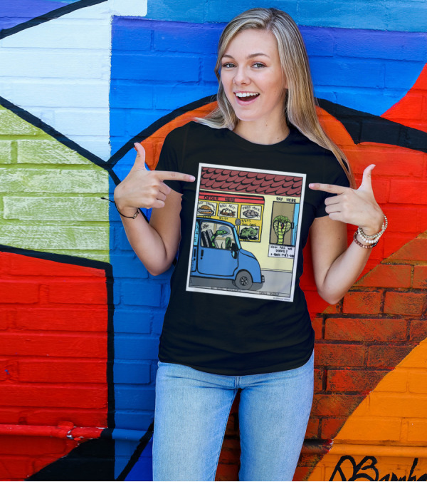 Hungry Snake Drives Through Reptile Lover Comic With Rat Sandwich And Frogs Legs T-Shirt