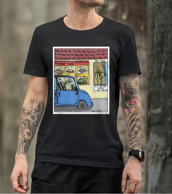 Hungry Snake Drives Through Reptile Lover Comic With Rat Sandwich And Frogs Legs T-Shirt