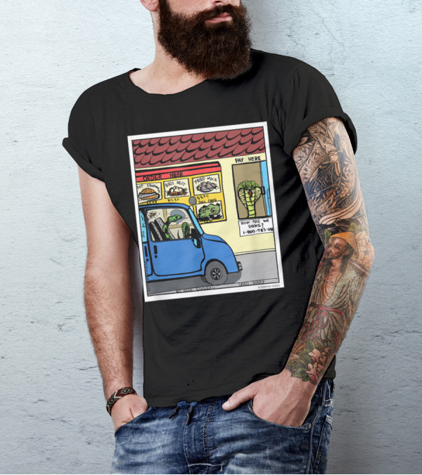 Hungry Snake Drives Through Reptile Lover Comic With Rat Sandwich And Frogs Legs T-Shirt