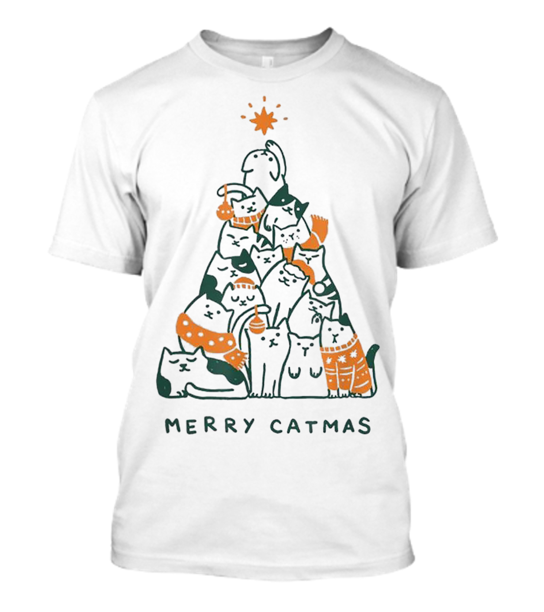 Merry Catmas Christmas Tree Of Funny Cats With Star Top T-Shirt
