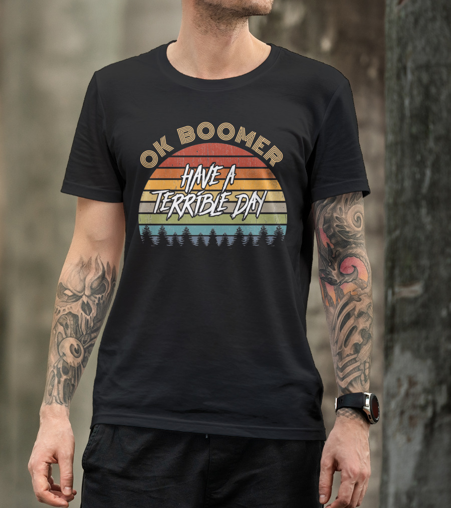 Retro Vintage Sunset Ok Boomer Have A Terrible Day T-Shirt