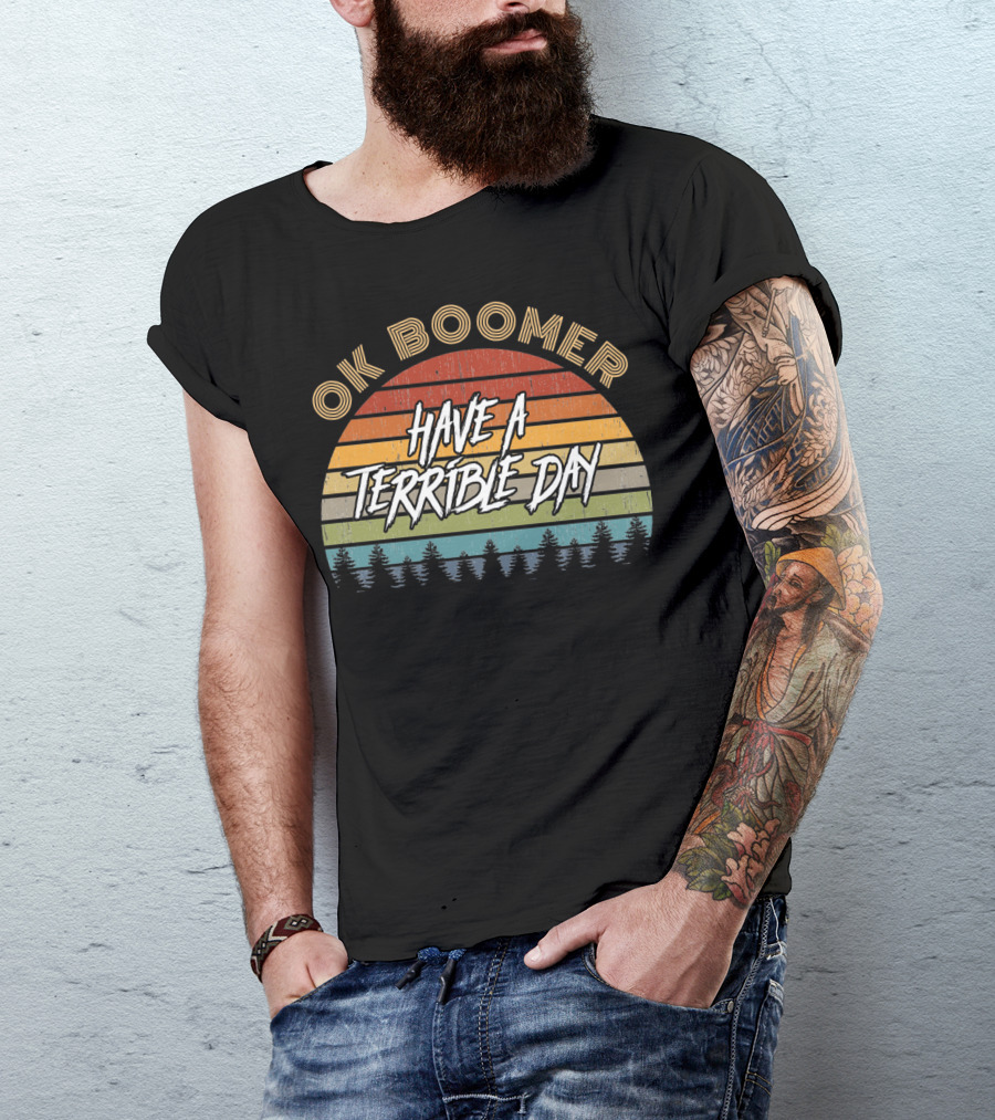 Retro Vintage Sunset Ok Boomer Have A Terrible Day T-Shirt