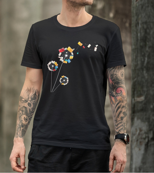 Bookworm Dandelion Blooms Into Whimsical Floral Books T-Shirt