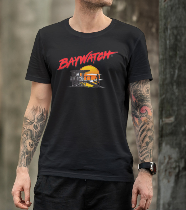 Baywatch Classic Bay And Tower Silhouette At Sunset T-Shirt