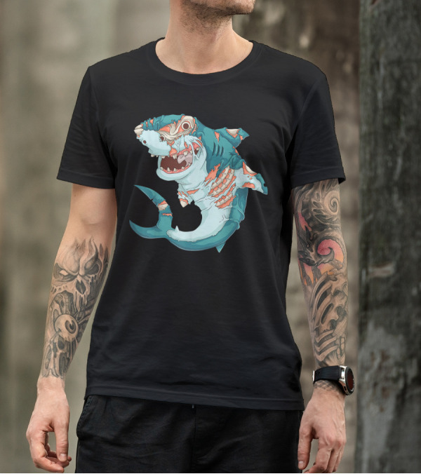 Cool Shark Zombie Funny Lazy Halloween T-Shirt