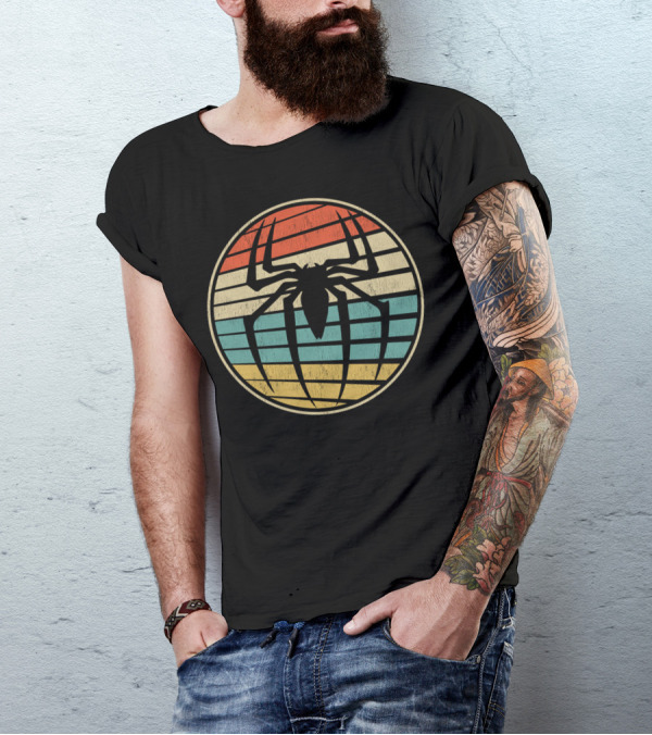 Cute Spider Retro Vintage 70s 80s Circle 8E T-Shirt