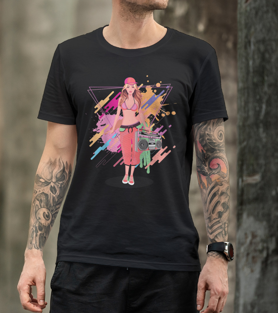 Freestyle Music Street Hip Hop Crew Boombox Girl T-Shirt