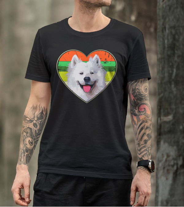 Heart American Eskimo Dog Rainbow Stripes T-Shirt