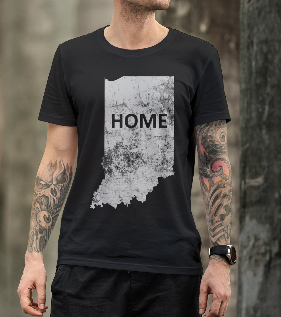 Indiana Home State Grunge Text Map T-Shirt