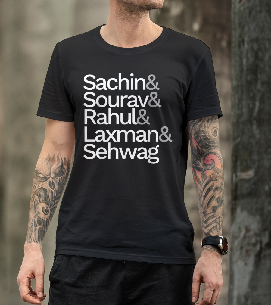 Sachin Sourav Rahul Laxman Sehwag Indian Cricket Team Fan Jersey T-Shirt