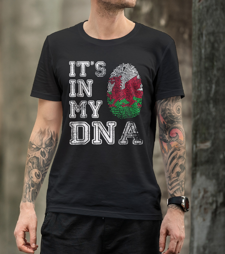 It's In My Dna Wales Flag Welsh Fingerprint T-Shirt