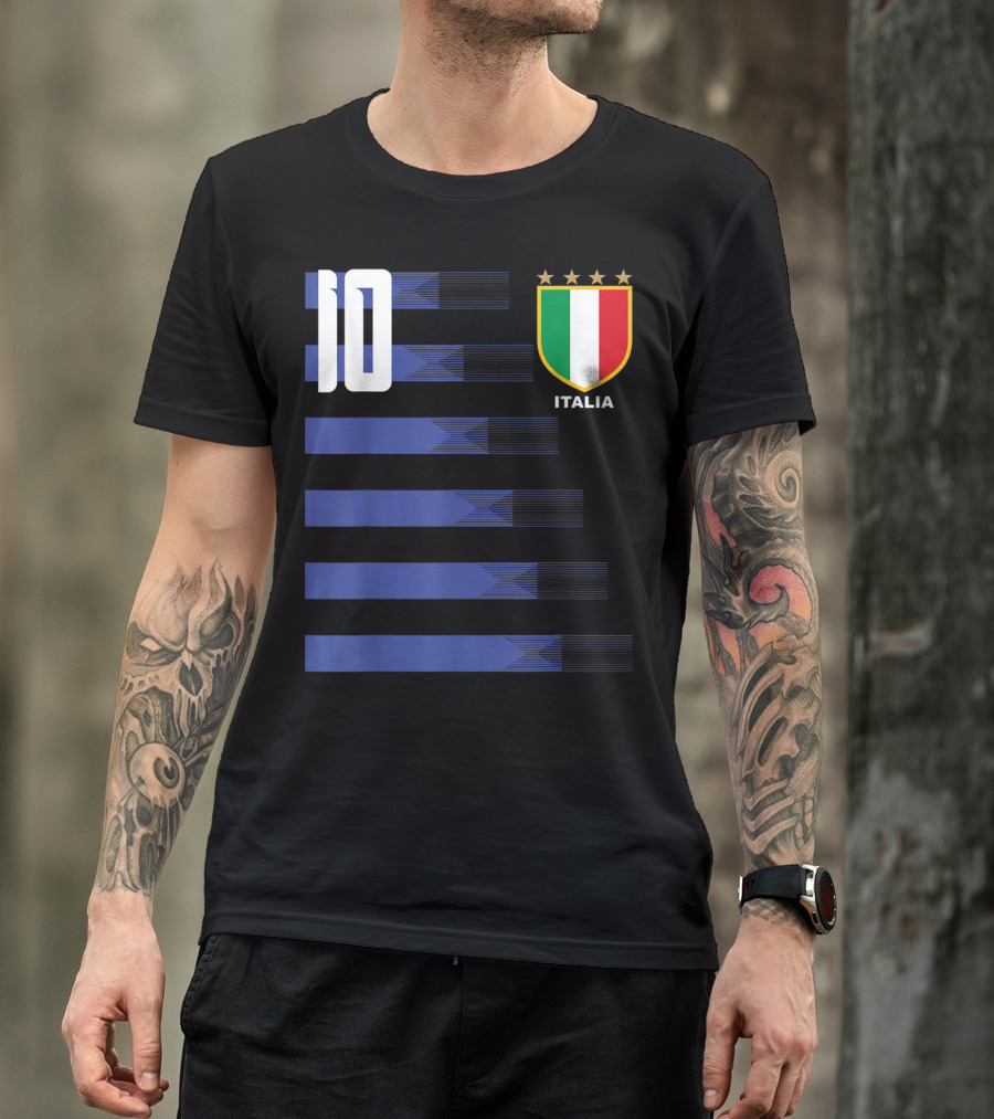 Italia Calcio Soccer Shirt Italian Flag Icon Number 10 T-Shirt