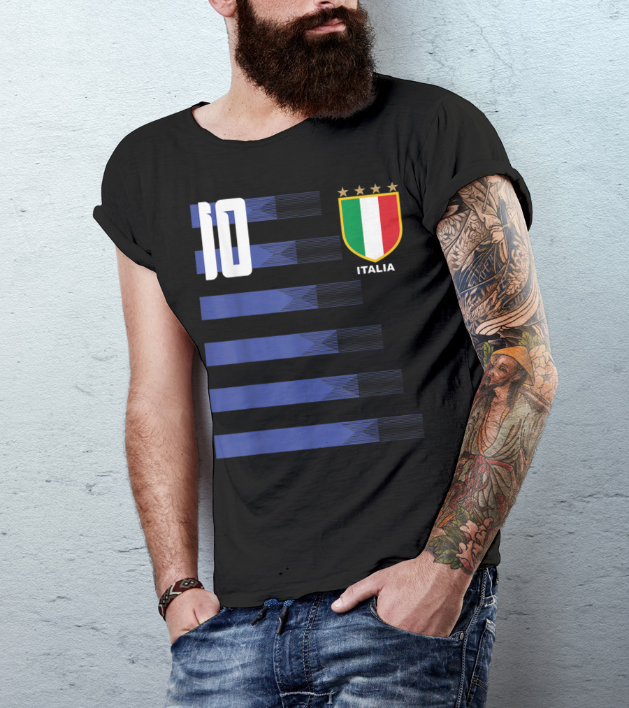 Italia Calcio Soccer Shirt Italian Flag Icon Number 10 T-Shirt