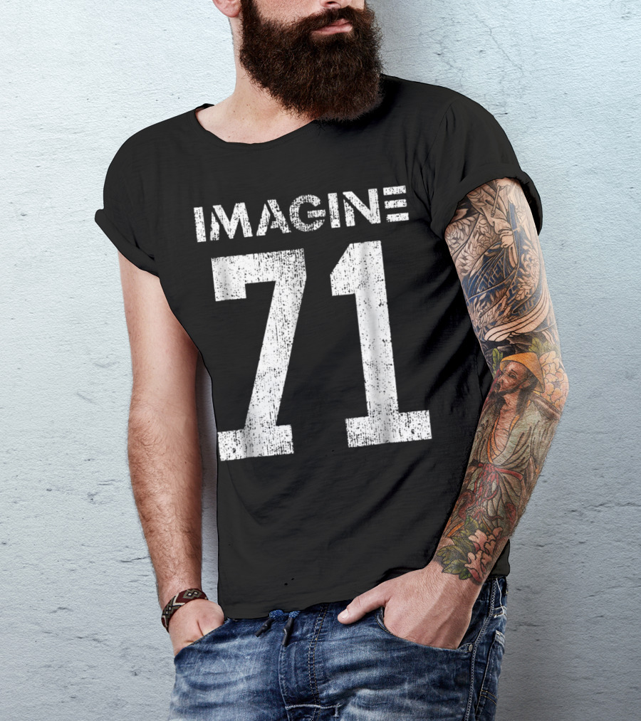IMAGINE 71 Mens White Retro Style Shirt Sportswear T-Shirt