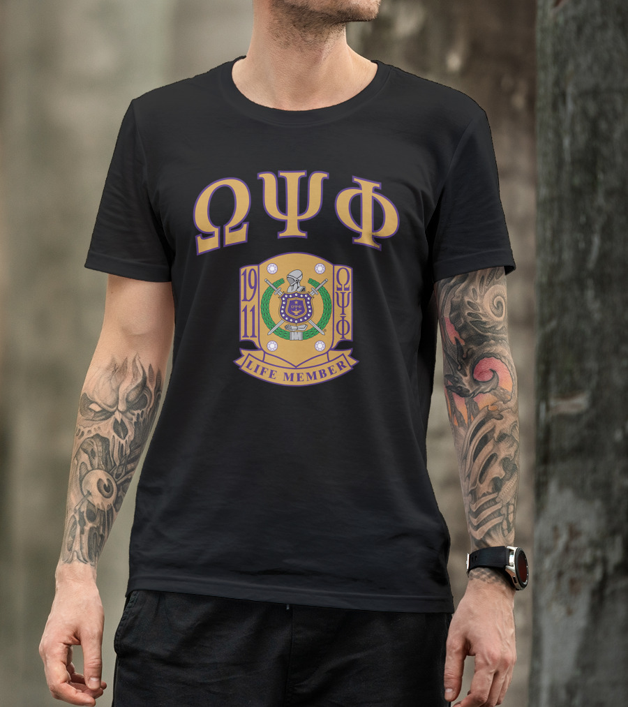 Omega Psi Phi Fraternity Inc 1911 Life Member Crest T-Shirt