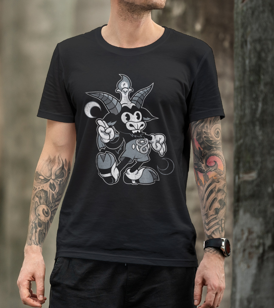 Baphomet Occult Cartoon Goat Character T-Shirt