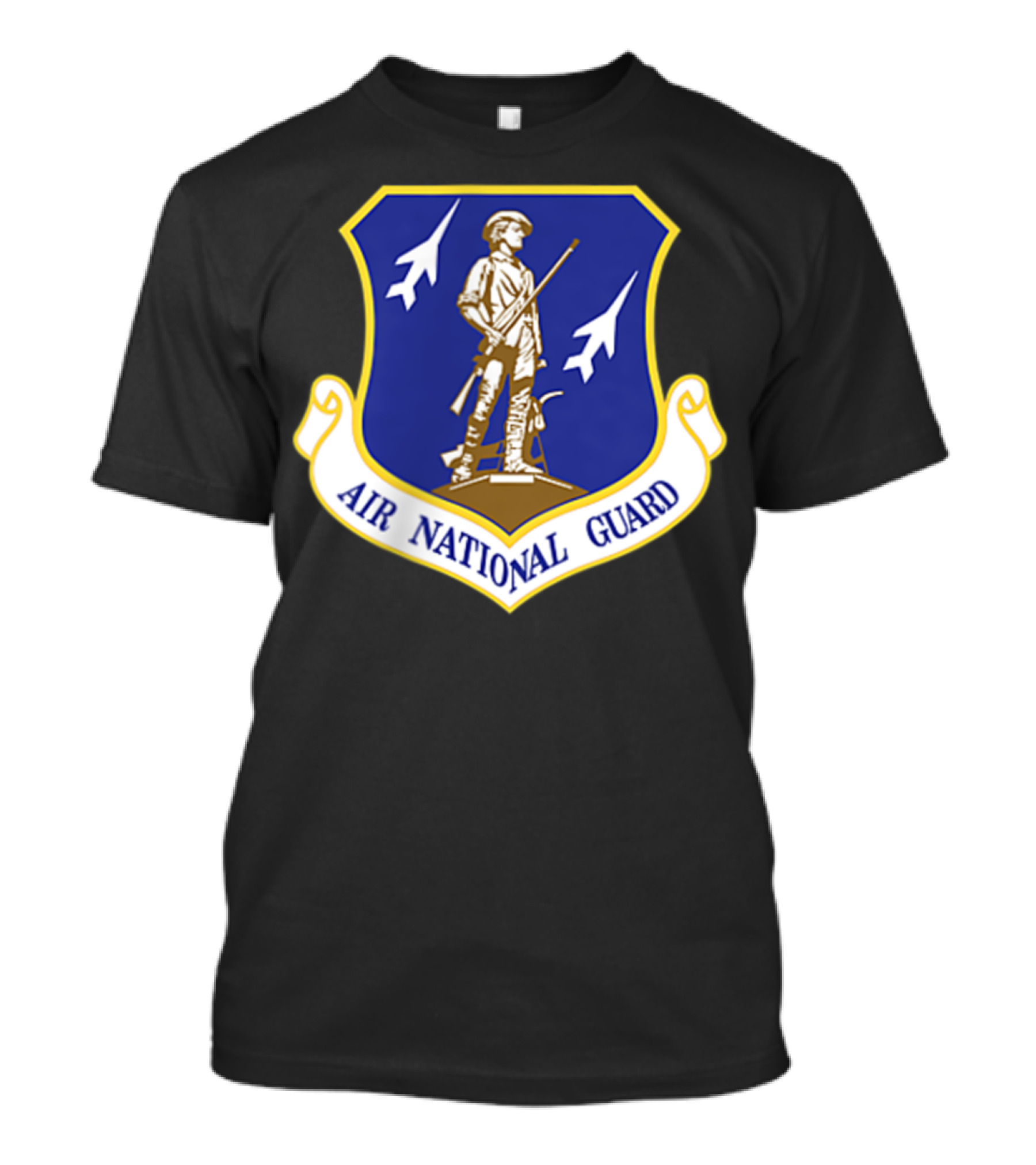 Air National Guard Military Veteran Morale PT Stat Shield Logo With Soldier And Jets T-Shirt