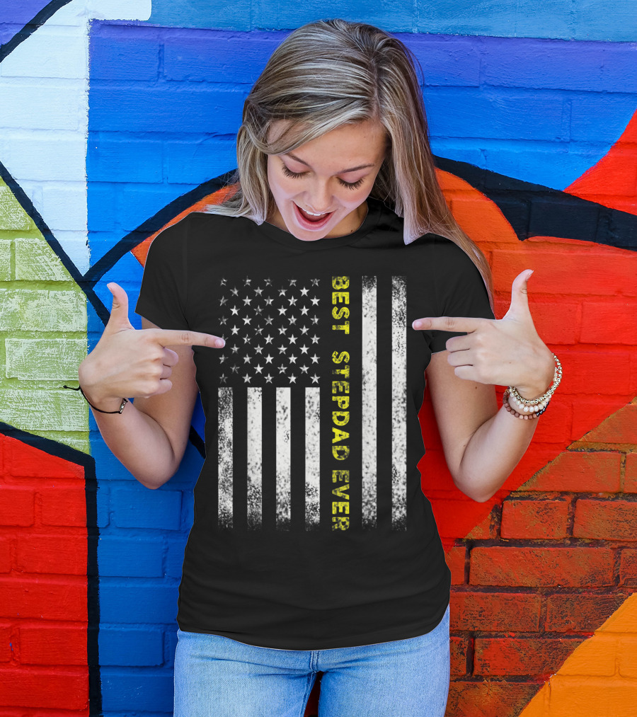 Best Stepdad Ever American Flag T-Shirt