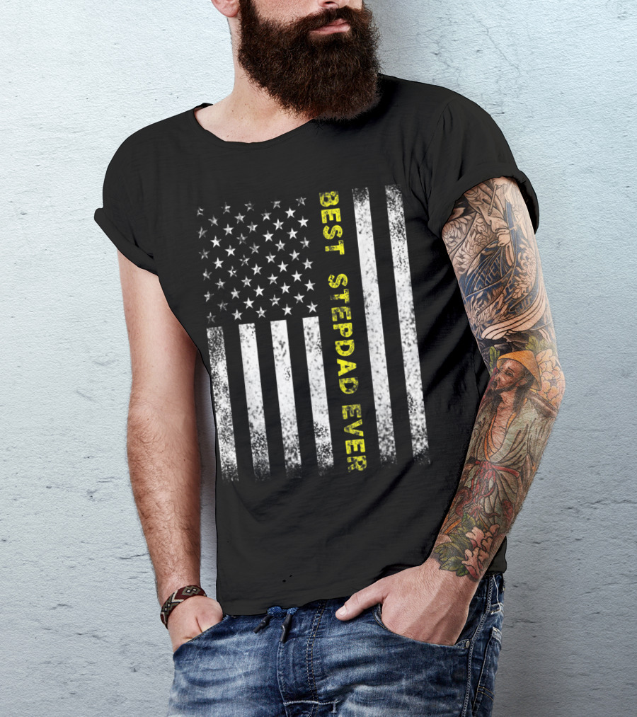 Best Stepdad Ever American Flag T-Shirt