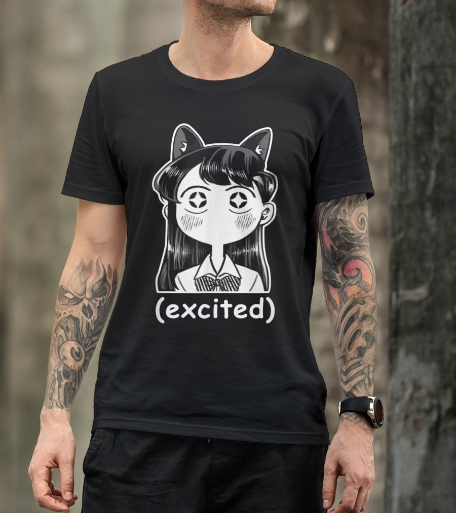 Anime Manga Excited Komi San Cat Ears Meme With Excited Text T-Shirt