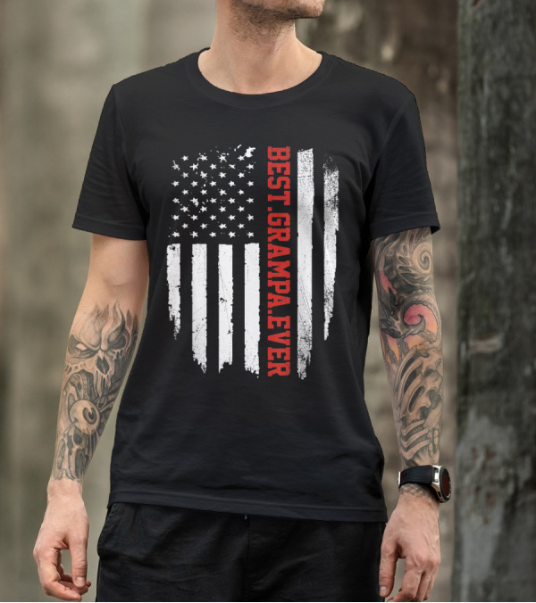 Best Grampa Ever Vintage USA Flag American T-Shirt