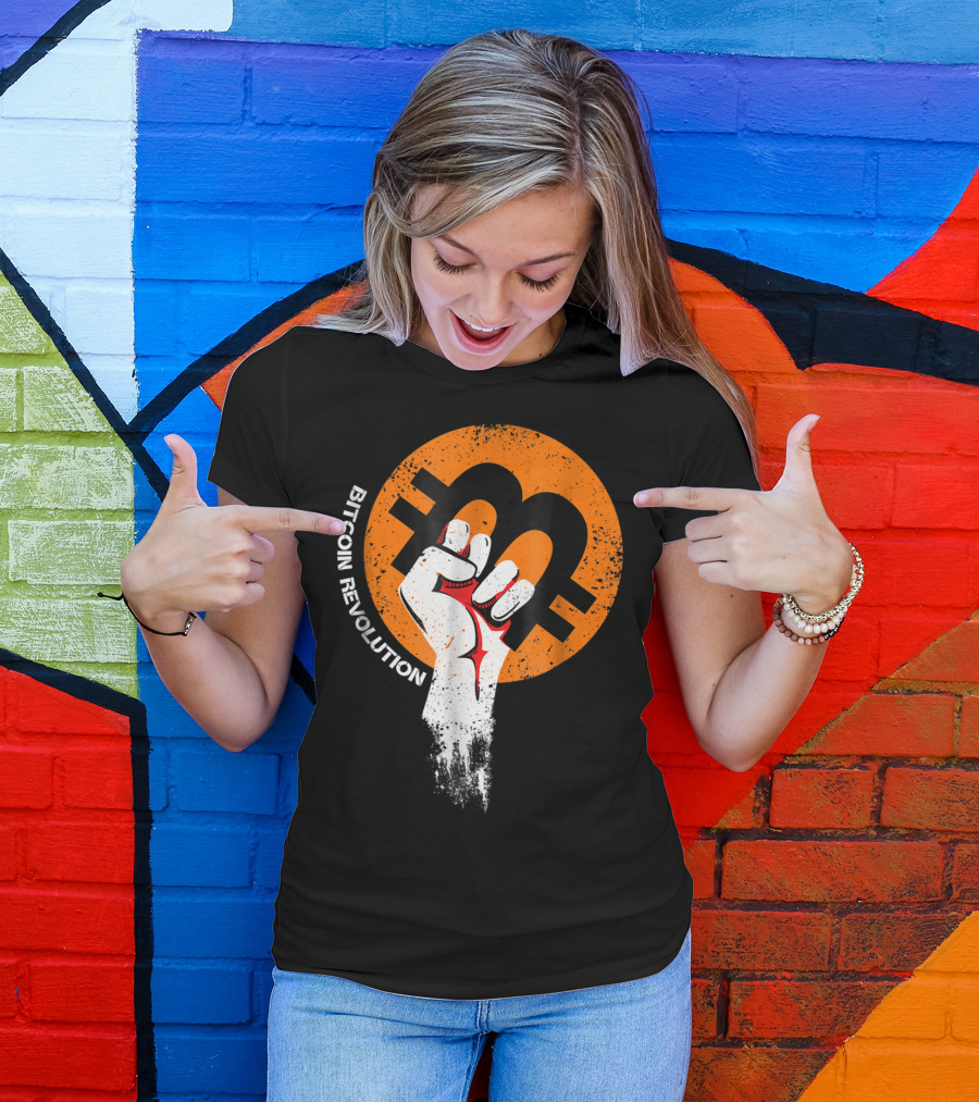 Bitcoin Cryptocurrency BTC Revolution Fist T-Shirt