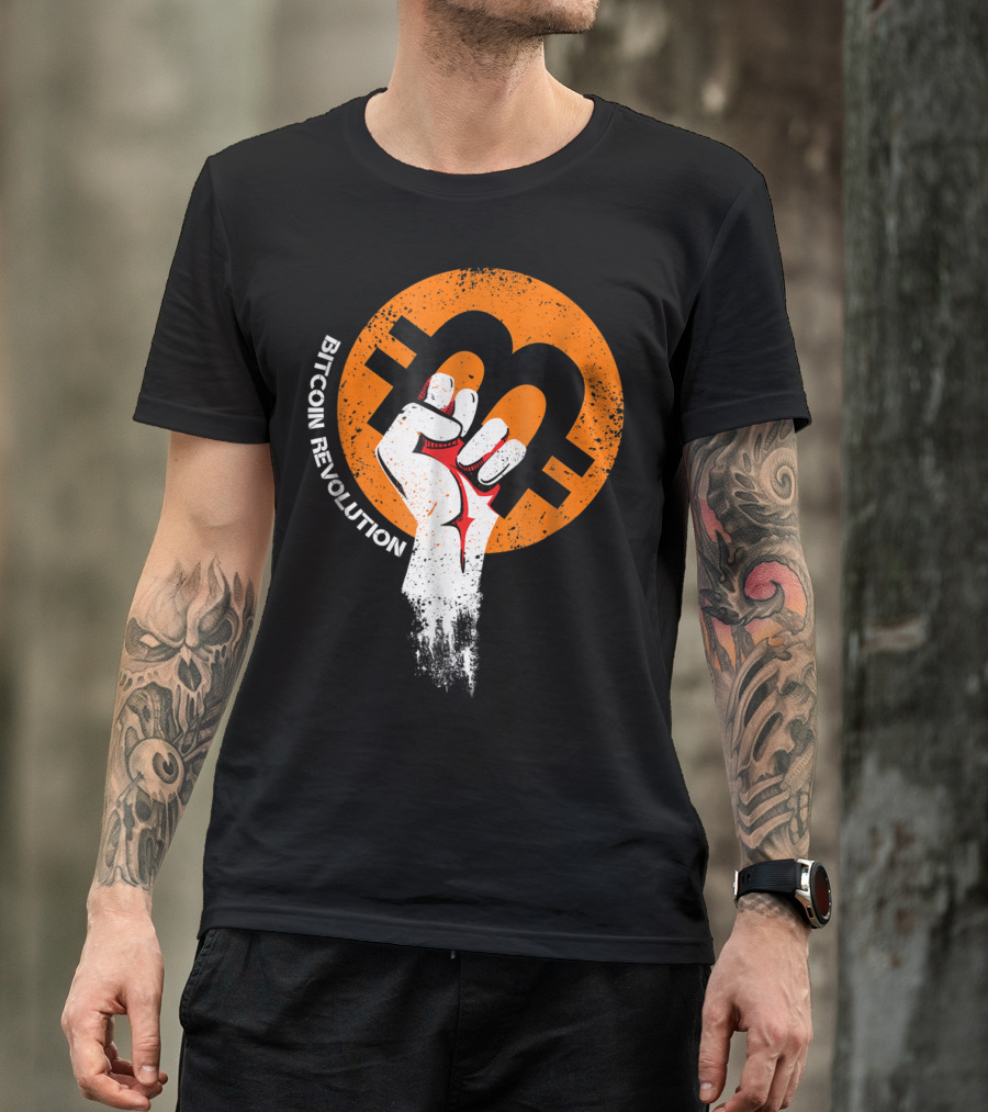 Bitcoin Cryptocurrency BTC Revolution Fist T-Shirt