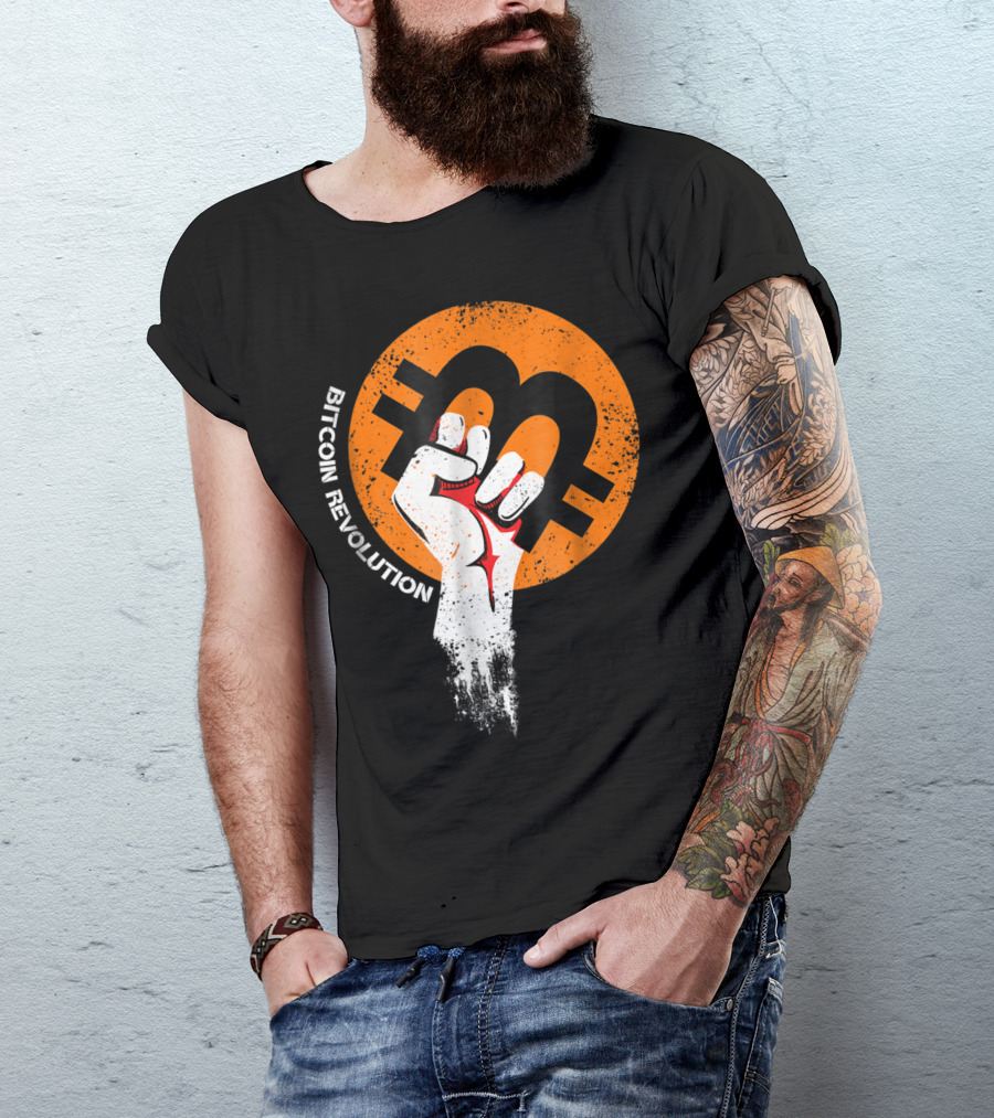 Bitcoin Cryptocurrency BTC Revolution Fist T-Shirt
