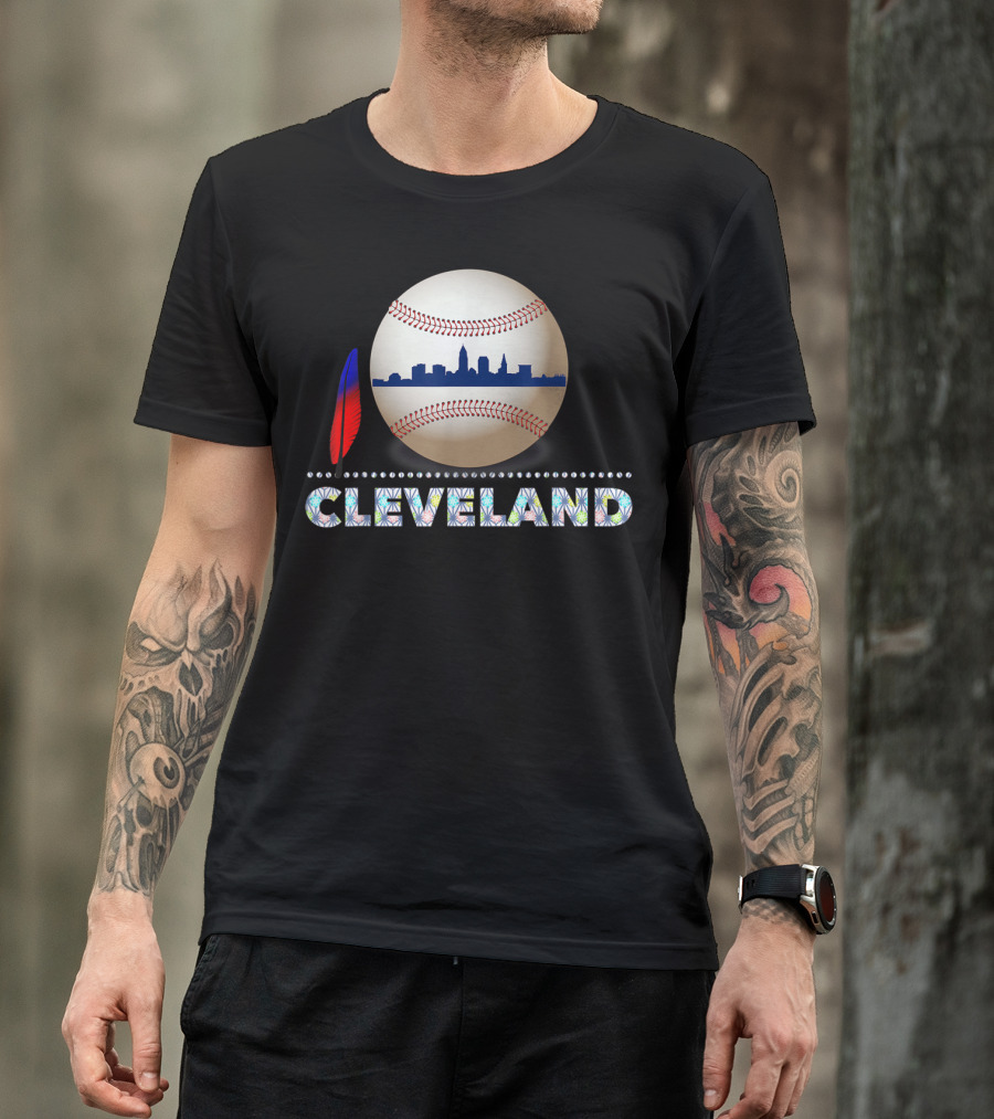 Cleveland Baseball Skyline Feather Emblem T-Shirt